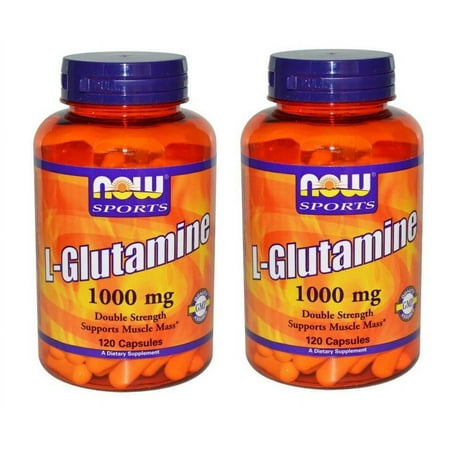 Now Foods - L-Glutamine, Double Strength, 1000 mg, 120 Capsules - 2 Packs