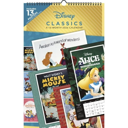 Trends International, Disney Classic Poster 2026 Wall Calendar, 11'' X 17'', 16-Month Calendar with Stapled Binding