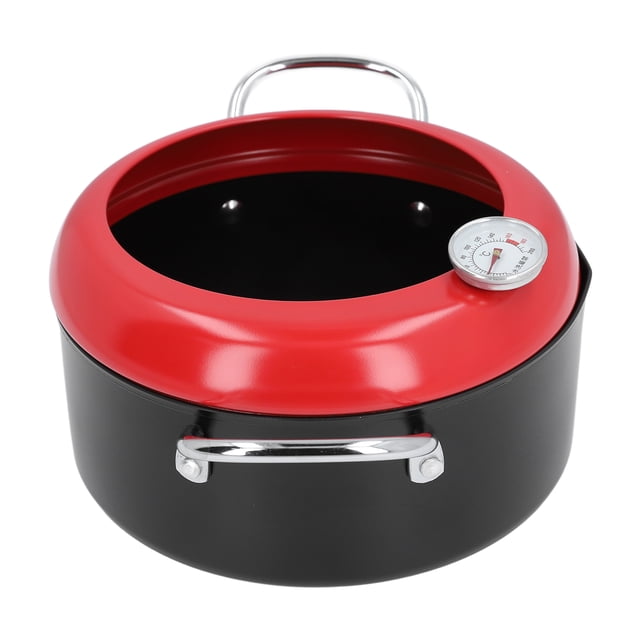 Deep Fryer Pot, Double Handles Iron Janpanese Style Tempura Frying Pot with , Lid And Oil Drip Drainer Rack Multifunctional Cooking Pot for French Fries Chicken Wings