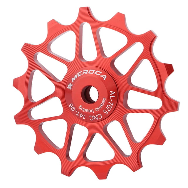 Desviador de rueda de rodillo de cerámica Zulema desviador trasero bicicleta 14T rojo rueda jockey