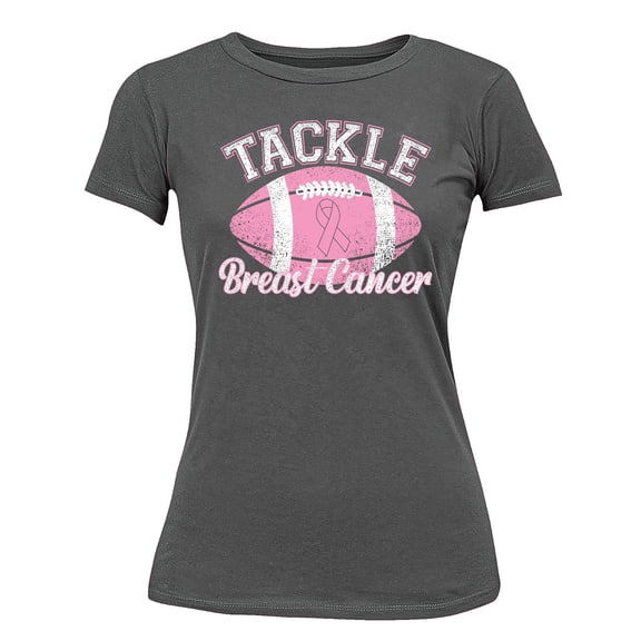 Tackle Breast Cancer Support Women's T-shirt, XL, Charcoal