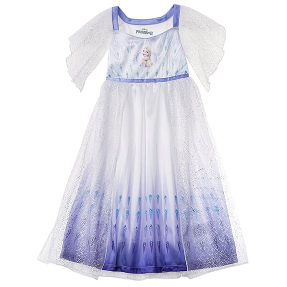 Disney Girls' Frozen Fantasy Nightgown Princess Elsa Dress Pajama, White - Elsa Epilogue, Size 2T