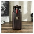 thumbnail image 2 of Genuine Leather Pen Case 3 Slot - Handmade Fountain Pen Storage Box Organizer - Vintage Rustic Style Gift for Writers, 2 of 8
