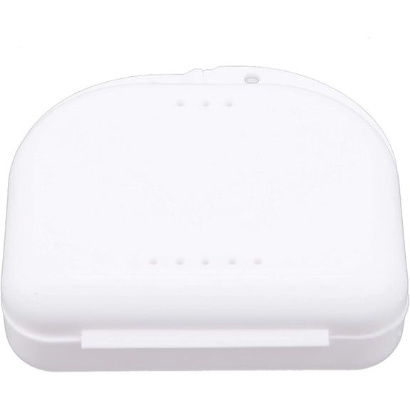 1 Pieces Retainer Case Mouth Guard Case Orthodontic Denture Storage Container Carabiner Hook Air Vent Holes Dental Teeth Retainer Box