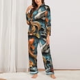 thumbnail image 2 of Fuzoiu Colorful Koi Fish Art Print Women's Long-Sleeved Pajama,Lounge Button Down Nightwear,Womens Notch Collar Pajama Set-Large, 2 of 7