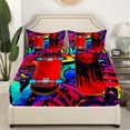 thumbnail image 3 of YST Draps de Planche à Roulettes pour Garçons Adolescents, Draps de Lit Boho Crâne Squelette Os Sports Extrêmes Ensemble de Draps Simple, Drap Plat Style Hip Hop Drap-Housse, Décoration de Chambre Graffiti Arc-en-Ciel, Confortable Durable, 3 of 5