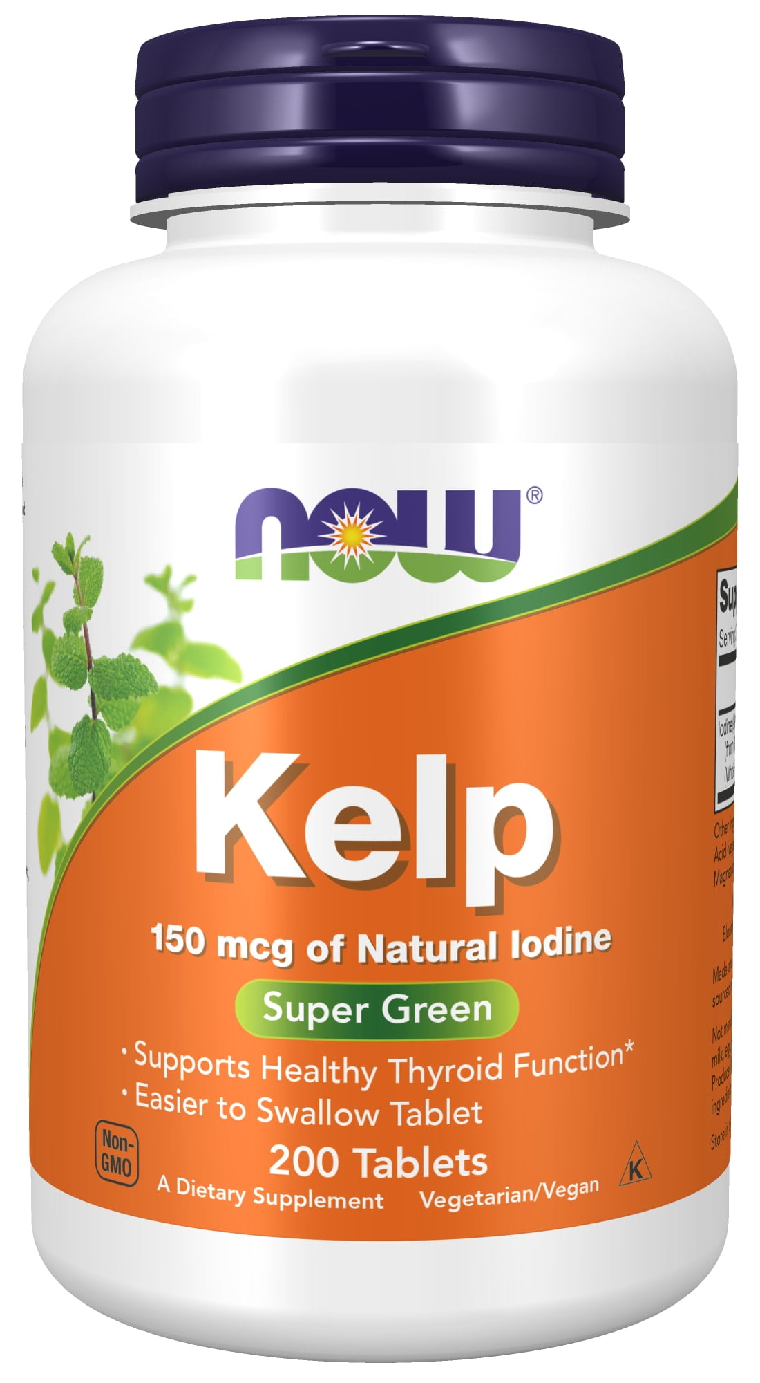 NOW Supplements, Kelp 150 mcg of Natural Iodine, Easier to Swallow Tablet, Super Green, 200 Tablets