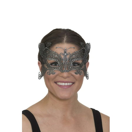 Womens Pretty Lace Butterfly Mask Black Half Silver Masquerade Costume Accessory