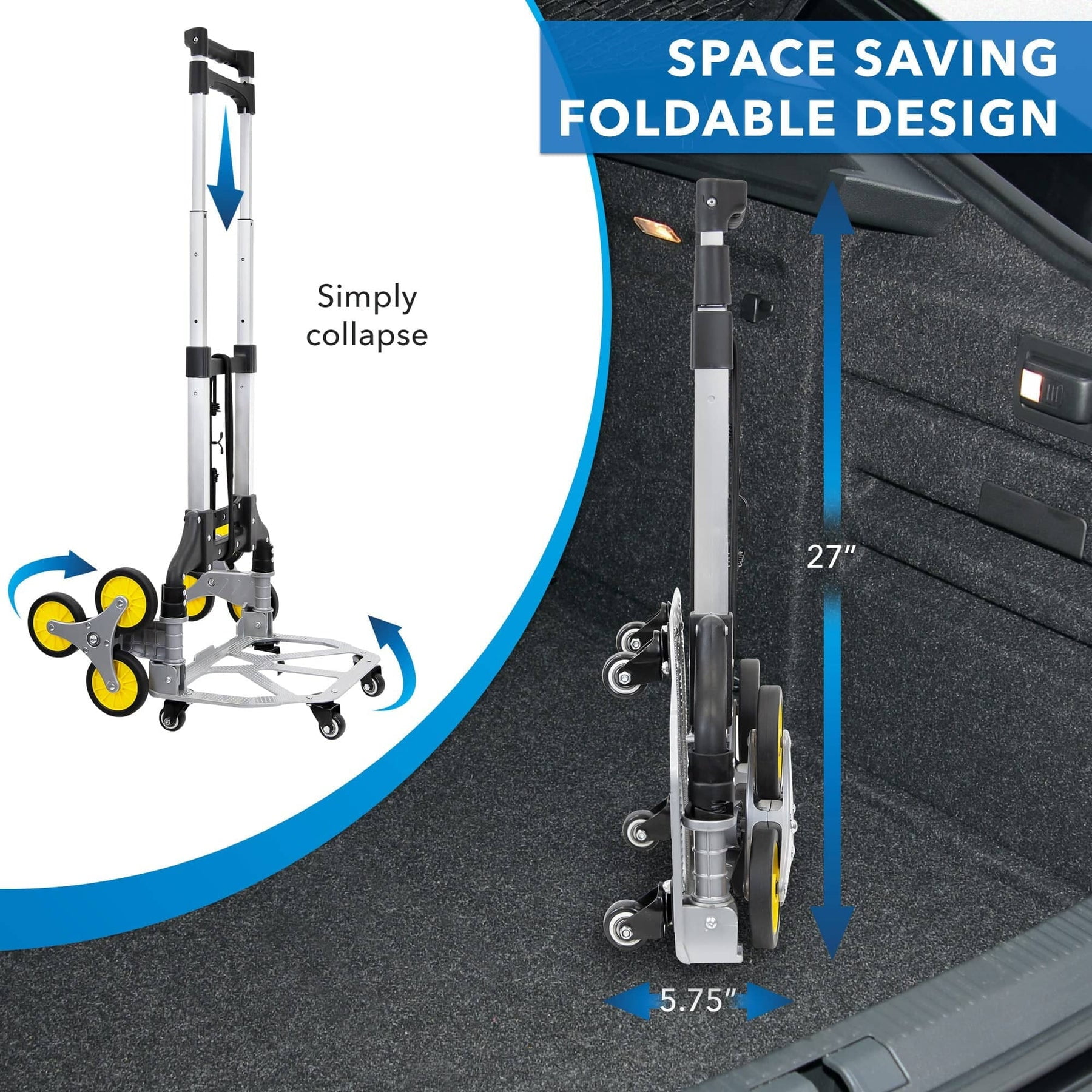 Mount-It! Tri-Wheel Stair Climber Hand Truck with Foldable Design