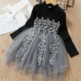 thumbnail image 2 of Generic Baby Warm Sweater Toddler Kids Girls Knit Ribbed Crewneck Sweater Dresses Embroidery Floral Flower Long Sleeve Princess Fluffy Tulle Dress(Black,3-4 Years), 2 of 9