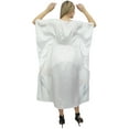 thumbnail image 5 of Bimba Women's White Caftan Floral Satin Kaftan Dress Designer Maxi Coverup-4, 5 of 5