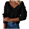 thumbnail image 1 of Gibobby Suéter mujer, suéter ligero con cuello en V para mujer(Negro,G), 1 of 5