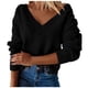 thumbnail image 1 of Gibobby Suéter Para Invierno Mujer Chicas de manga larga V Cuello Sudor Cotton suelto de punto Pullover(Negro,G), 1 of 5