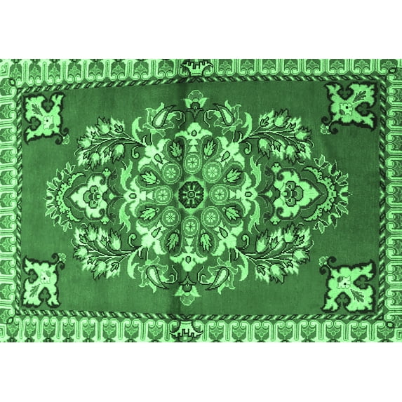 Ahgly Company Indoor Rectangle Persian Emerald Green Traditional Area Rugs, 7' x 9'