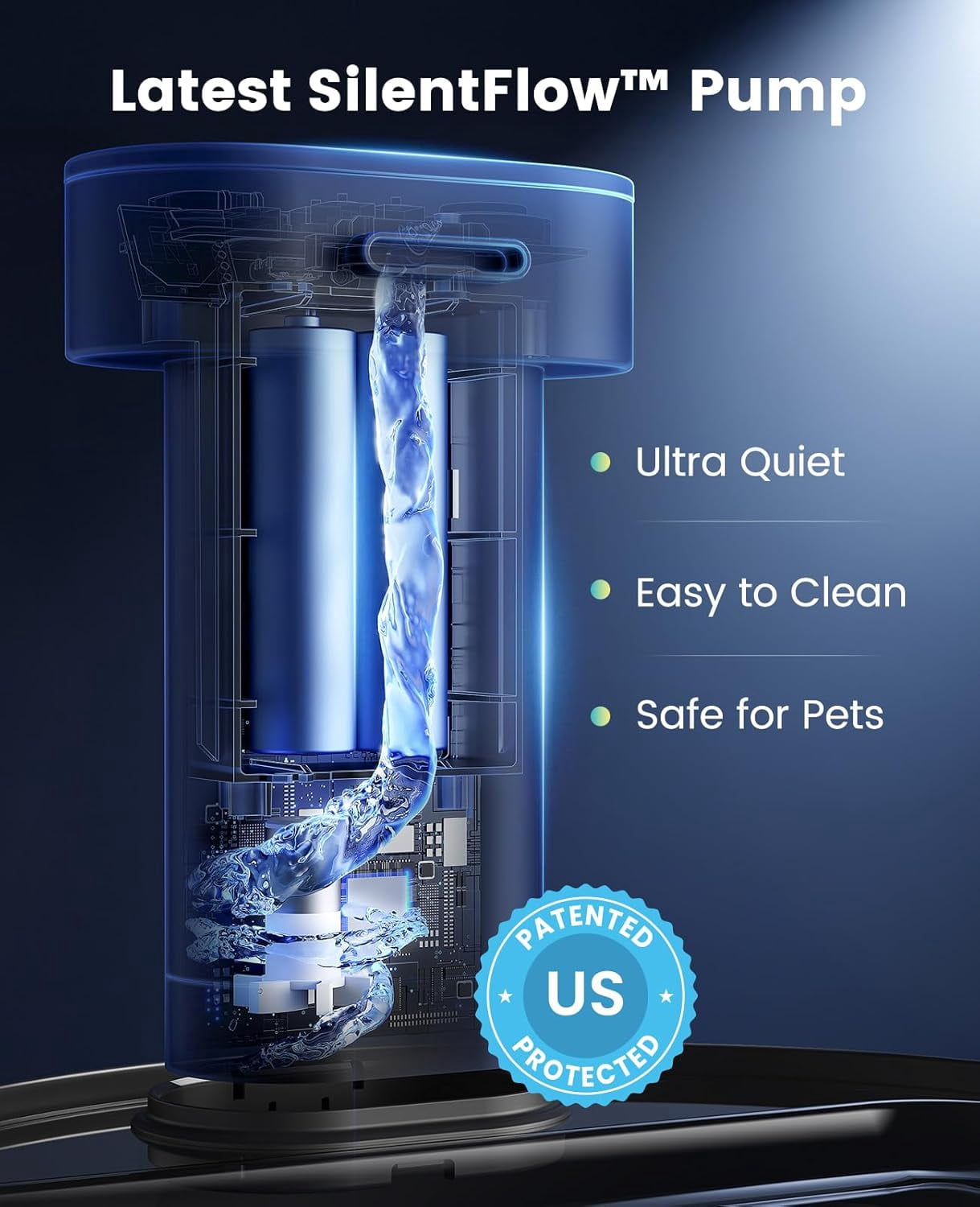 Stainless Steel Cordless Pet Water Fountain 3.2L Ultra Quiet SilentFlow Pump Motion Sensor Automatic Water Dispenser for Cats Indoor