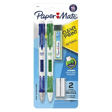 Paper Mate Clearpoint Mechanical Pencil, 0.9 mm, pk of 2