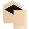 JAM Paper Wedding Invitation Set, Large, 5 1/2 x 7 3/4, Black and Ivory Border Set, Ivory Card with Black Lined Envelope, 100/pack