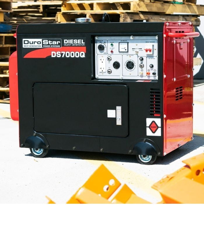 DuroStar DS7000Q 6,500 Watt Enclosed Portable Diesel Generator Black/Red 