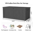 thumbnail image 2 of Decksplore 150 Gal Outdoor Storage Box, Lockable, UV-Resistant, HDPE Waterproof Deck Box, Outdoor Storage Bench for Cushions, Folding Chairs (Black), 2 of 7