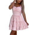 thumbnail image 1 of Pompotops Robe Sans Manches Ample Mode Femme Imprimé Boho Plage Mini Robe, 1 of 9