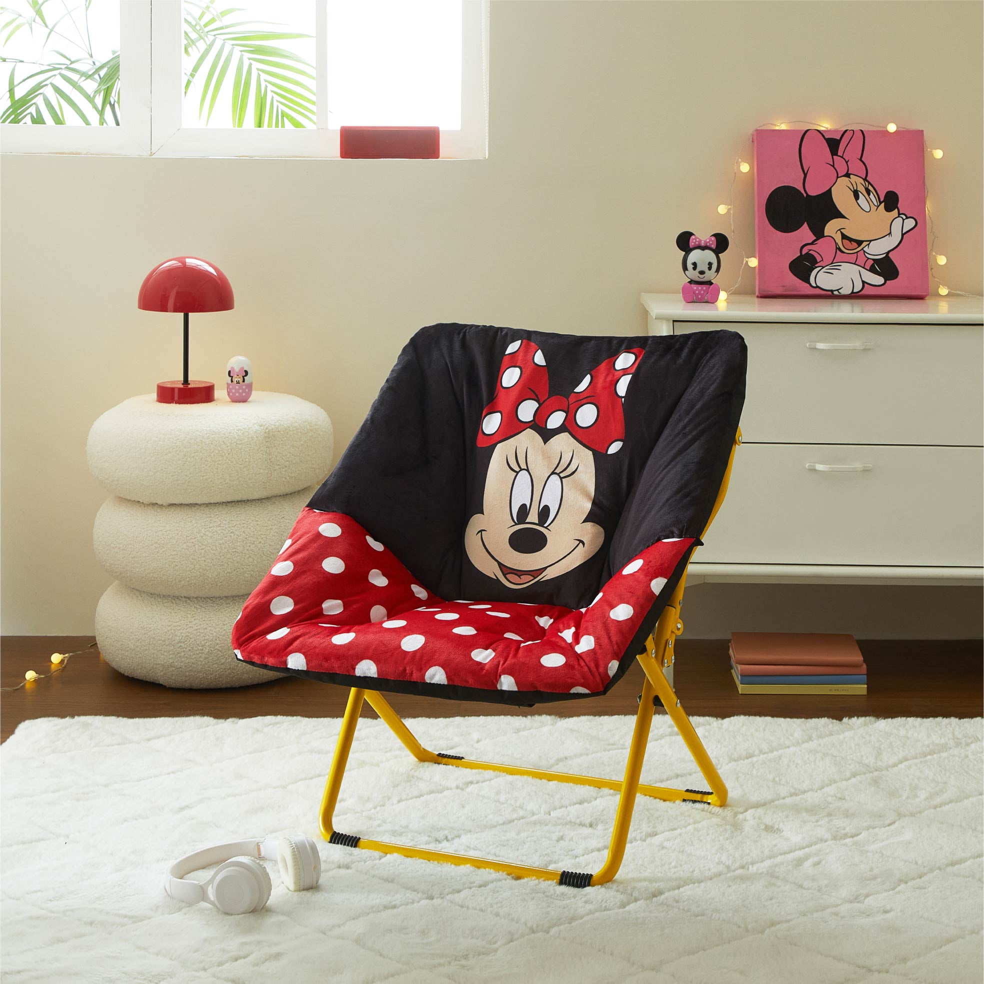 Minnie Mouse, 23" Kids' Square Saucer Chair, Red