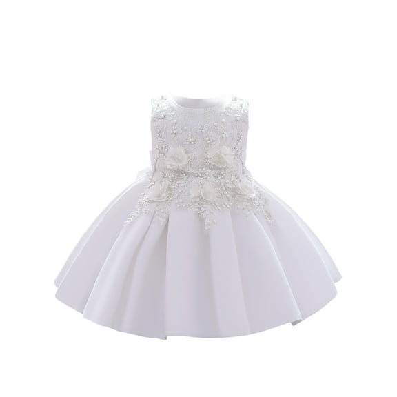 Bagilaanoe Toddler Baby Girls Formal Dress Sleeveless A-line Princess Dresses 6M 12M 18M 24M 3T 4T 5T Kids Flower Tulle Dress for Wedding Birthday Party Gown