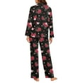 thumbnail image 3 of FOR U DESIGNS Vintage Rose Womens Nightwear Sets Button Front 2 Piece Long Sleeve Button Up Pajamas for Women Size XS Button Down Jogger Loungewear with Pockets, 3 of 7