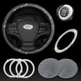 thumbnail image 1 of czcpp-Steering Wheel Cover for Women Bling Crystal Diamond Sparkling Car Accessories Fit for KIA Cover Rhinestone Decals Steering Wheel Cover Universal Fit 15 Inch (White, for KIA 7 pcs), 1 of 4