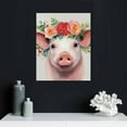 thumbnail image 4 of JEUXUS Pig Decor Gifts for Pig Lovers: Farm Animal Pictures Cute Pig Cavnas Wall Art Work Decor Peach Pig with Floral Crown Painting for Kitchen Nursery Bathroom Bedroom House Decorations Framed, 4 of 4