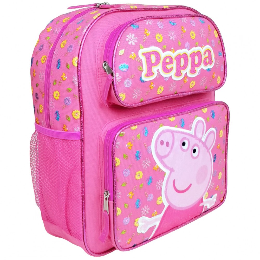 Medium Backpack - Peppa Pig - Pink Flowers All Round 14" PI47117 - image 2 of 3