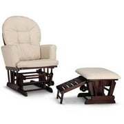 Graco Parker Semi-Upholstered Glider and Ottoman Espresso with Beige Cushions