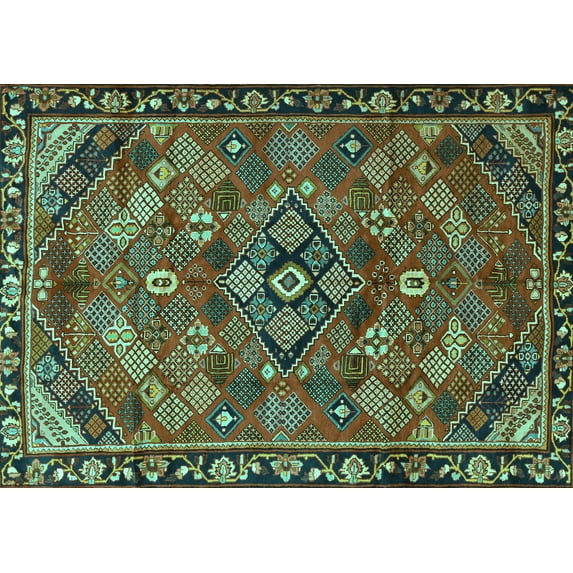 Ahgly Company Machine Washable Indoor Rectangle Persian Turquoise Blue Traditional Area Rugs, 2' x 4'