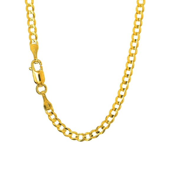 JewelStop 14k Yellow Gold 18in 3.6mm Comfort Curb Chain with Lobster Clasp