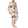 thumbnail image 2 of Fotbe Beagle Dog On Brown Pijama de Hombre con Estampado de Manga Larga, Conjunto de 2 Piezas, Ropa de Dormir Suave y Cómoda con Bolsillos-XX-Large, 2 of 7