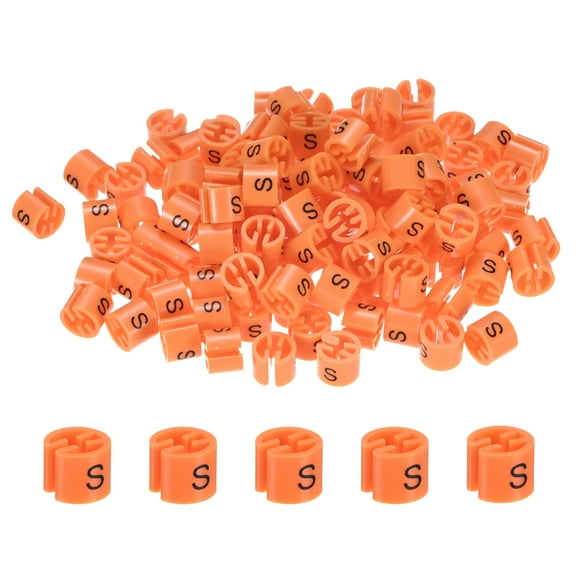 Uxcell 100-Pack Clothes Hanger Markers, Plastic S Size Garment Color Coded Size Clips Fit 3mm-5mm Rod[Orange]