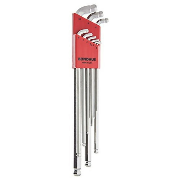 Bondhus 77099 Stubby Dbl Ball End L-Wrench Set w/BriteGuard&Extra Long Arm,9 PC