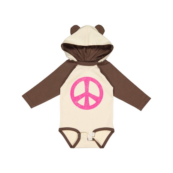 Inktastic Peace Sign Pink Retro Girls Long Sleeve Baby Bodysuit