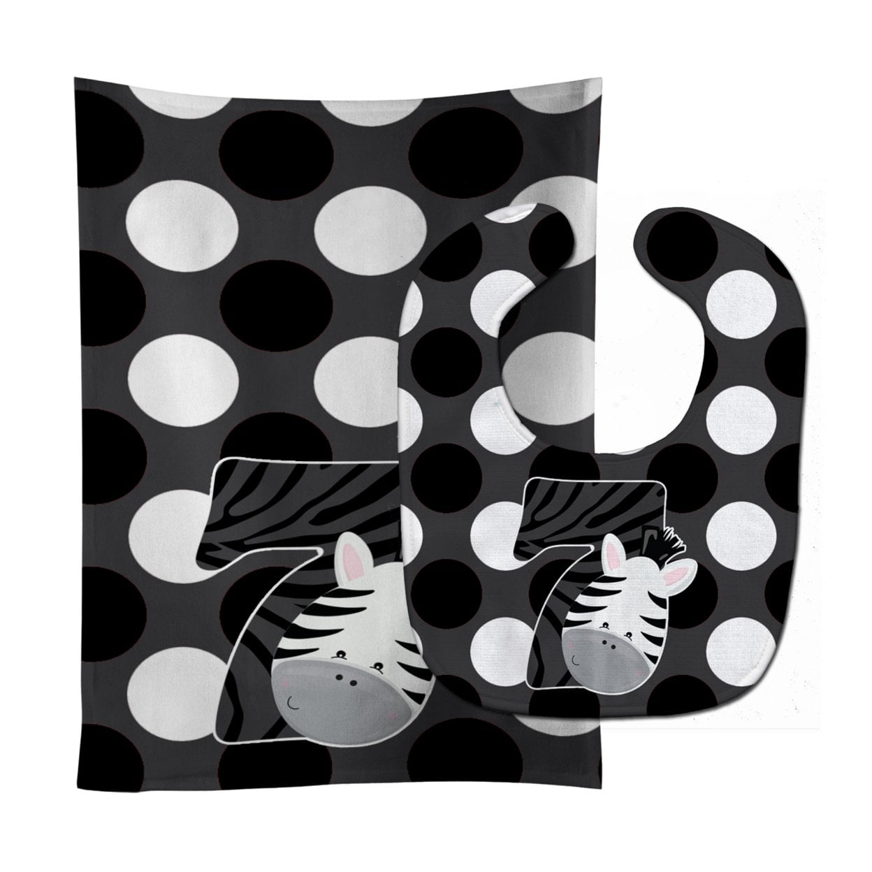 Zoo Month 7 Zebra Baby Bib and Burp Cloth