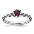 thumbnail image 3 of Auriga Fine Jewelry 925 Sterling Silver Checker-cut Rhodolite Garnet Ring for Women Size 9, 3 of 6