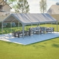 thumbnail image 2 of LZBEITEM 13x26 ft Heavy-Duty Modular Carport with 5-Zone Divider, Galvanized Steel Frame Portable Outdoor Garage PE Waterproof Cover, Roll-up Sidewall，Ventilated Windows, UV Snow Wind Proof, 2 of 16