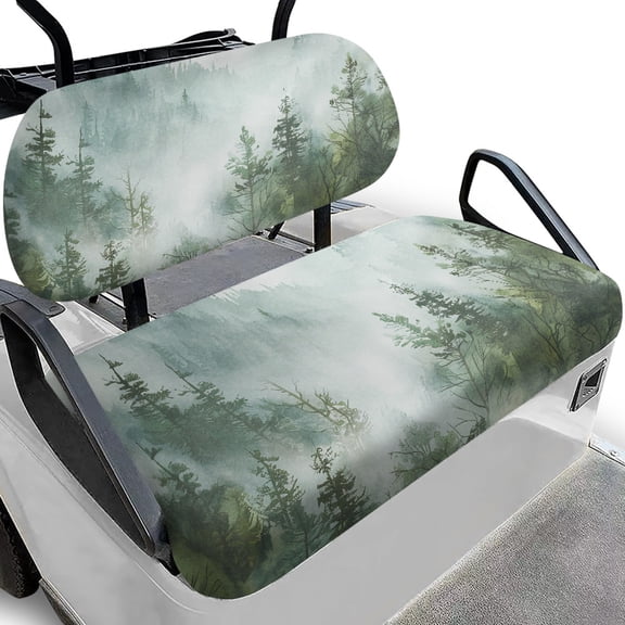 Pzuqiu Mountain Forests Golf Cart Seat Covers Elastic, for Outdoor Vehicle, Golf Cart Seat Covers and Backrest Cover, Compatible with Golf Carts Yamaha