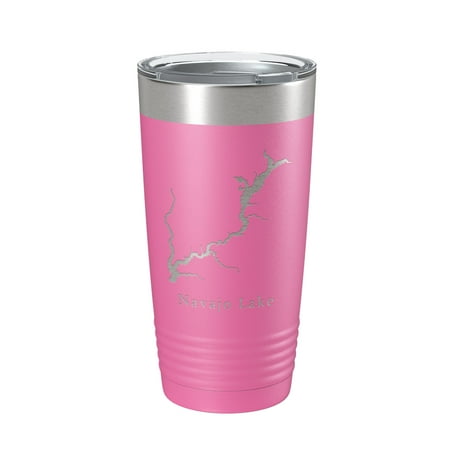 

Navajo Lake Map Tumbler Travel Mug Insulated Laser Engraved Coffee Cup New Mexico Colorado 20 oz Pink