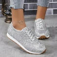 thumbnail image 3 of HEWUQI Women's Sequin Fashion Sneakers Wedge Non Slip Casual Lace up Glitter Sport Slip on Breathable Bling Daily Wear Running Shoes Silver Size 6.5, 3 of 6