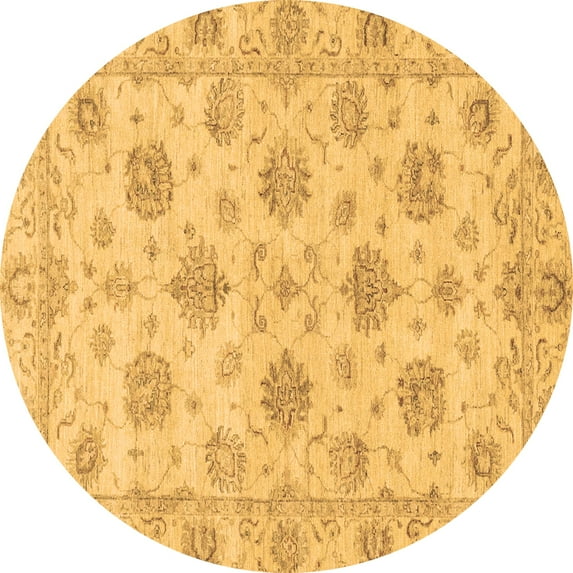 Ahgly Company Indoor Round Oriental Brown Traditional Area Rugs, 4' Round