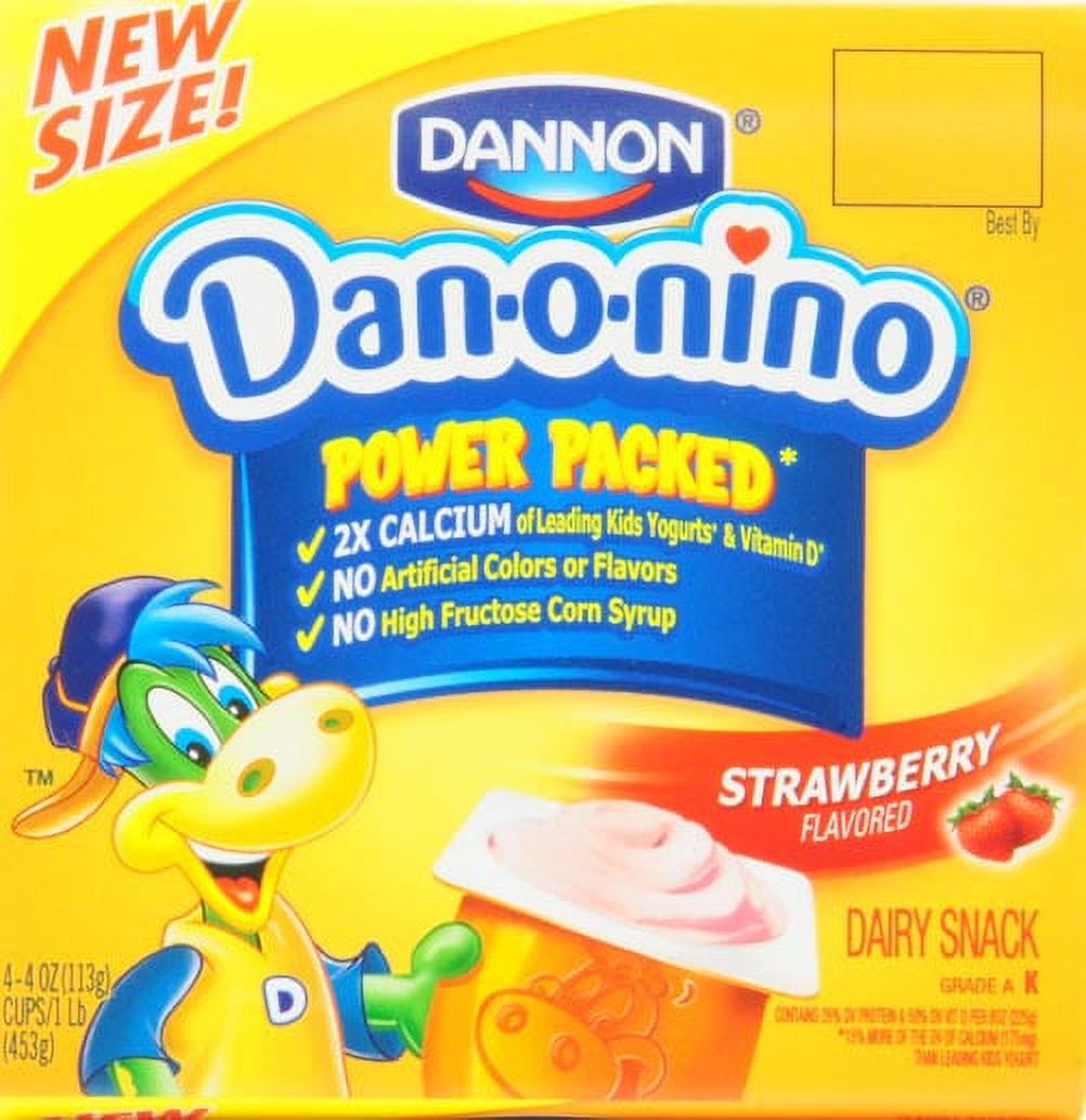 Dannon Dan O Nino Reduced Fat Strawberry Yogurt, 4 Oz., 4 Count