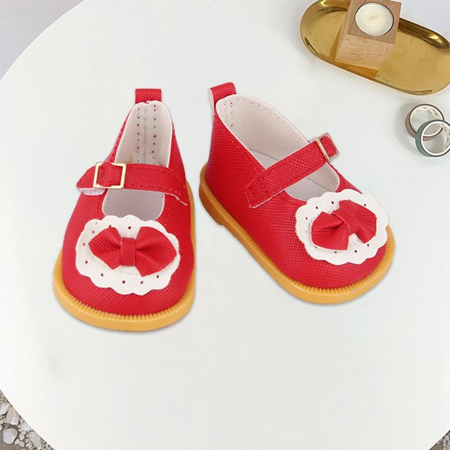 Muñeca de Muñeca de material cuero Simución Decoración Accesorio Juguetes para niños para de cumpleaños de año de nuevo Chica de Acción rojo Hugo Zapatos de muñeca