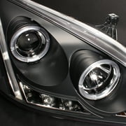 AKKON - For Honda Accord Black Bezel Dual Ring DRL LED Projector Headlights Front Lamps Replacement Pair