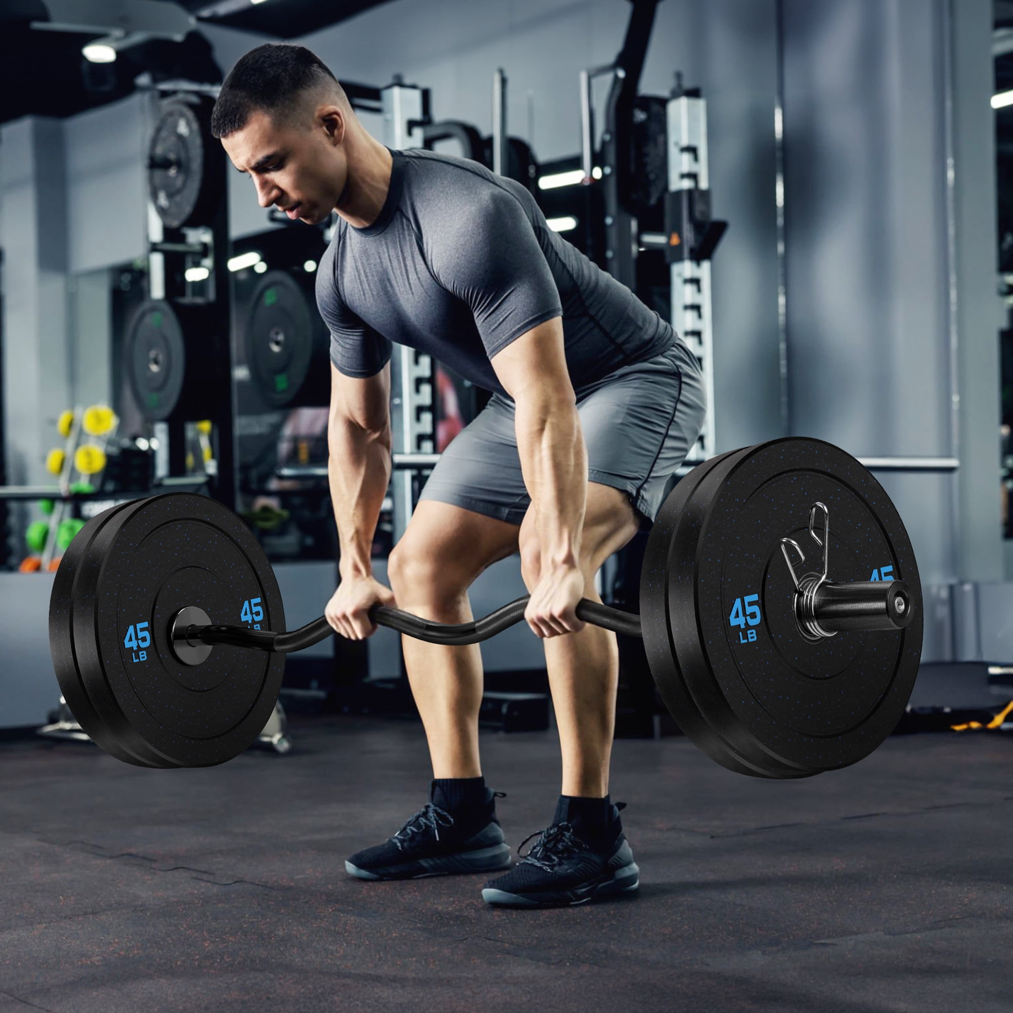 FIXTECH 2-Inch Bumper Plates High Bounce, Olympic Weight Plate Set 100lb, Barbell Weight Plates Set for Home Gym, Colored Weights Rubber Strength Training Plate for Weight Lifting