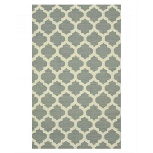 EORC DM73GY9X12 9 x 12 ft. Handmade Wool Flatweave Revesible Moroccan Contemporary Trellis Rug, Grey - Rectangle