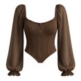 thumbnail image 5 of Women Puff Sleeve Square Neck Zip up Medieval Top Pirate Costume Halloween Cosplay Halloween Costume Women, Size XL, 5 of 5